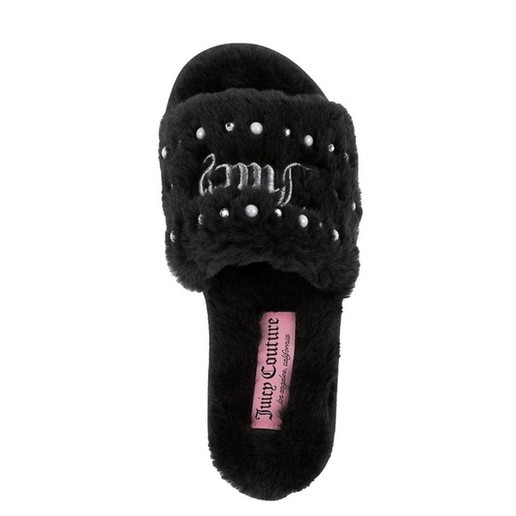 Juicy Couture Shoes - Juicy Couture Gianna 2 women’s open toe (Black Faux Fur) Slippers. NWT